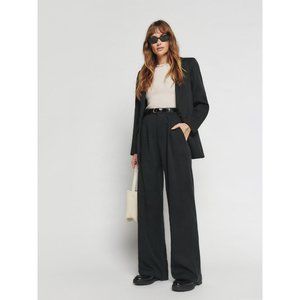 NEW REFORMATION The Mason High Waisted Tencel Wide Leg Pant Black